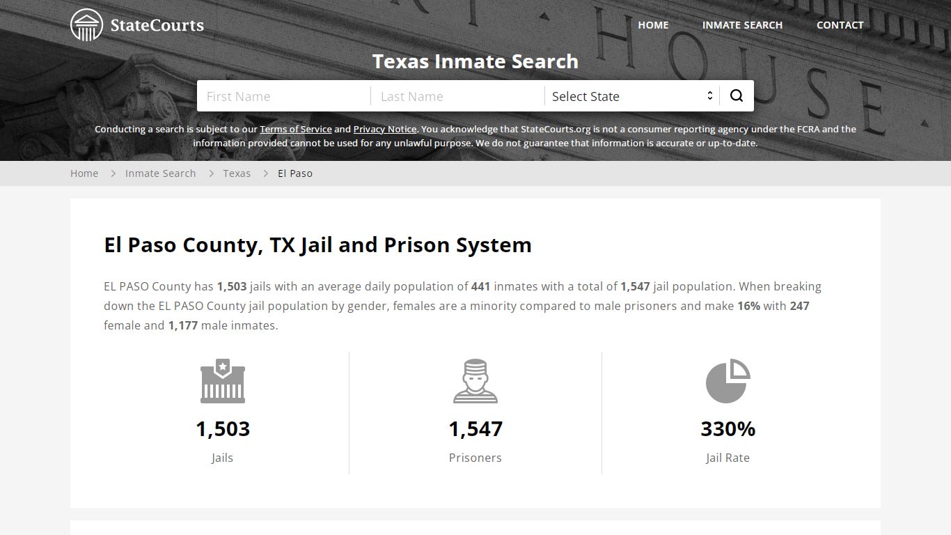 El Paso County, TX Inmate Search - StateCourts